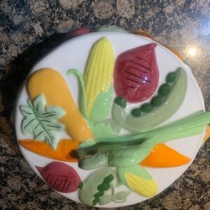Colorful Ceramic Lid with Vegetables